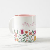 Tasse 2 Couleurs Bordure des fleurs de printemps (Devant gauche)