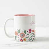 Tasse 2 Couleurs Bordure des fleurs de printemps (Gauche)