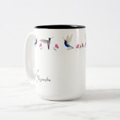Tasse 2 Couleurs Bordure sur mesure des colibris (Devant gauche)