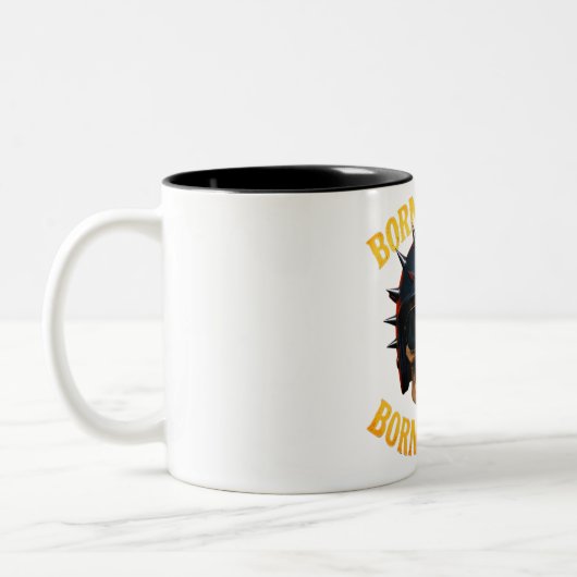 Tasse 2 Couleurs Born to Ride Flaming Skull Helmet (Gauche)