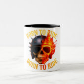 Tasse 2 Couleurs Born to Ride Flaming Skull Helmet (Centre)