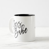 Tasse 2 Couleurs BOSS BABE black script minimaliste citation motiva (Devant gauche)
