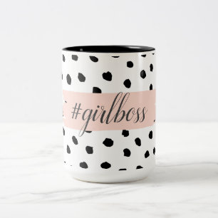 Tasse 2 Couleurs Boss et points noirs Pastel Rose moderne
