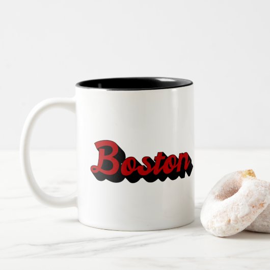 Tasse 2 Couleurs Boston rouge et noir (Avec donut)