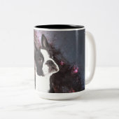 Tasse 2 Couleurs Boston Terrier dans l'espace (Devant droit)