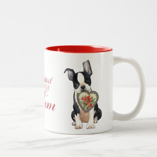 Tasse 2 Couleurs Boston Terrier Heart Mom (Droit)