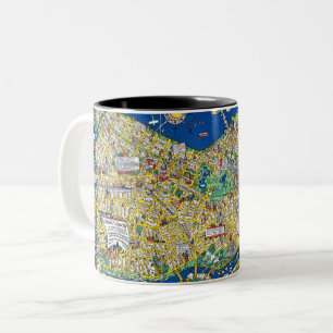 Tasse 2 Couleurs Boston vintage vieille ville carte géographie amér