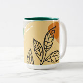 Tasse 2 Couleurs Botanique Boho Green Orange (Devant droit)