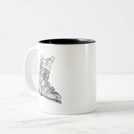Tasse 2 Couleurs Botte de ski (Devant gauche)