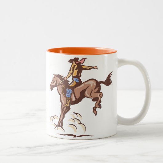 Tasse 2 Couleurs Bouchon de café cowboy bronco (Droit)