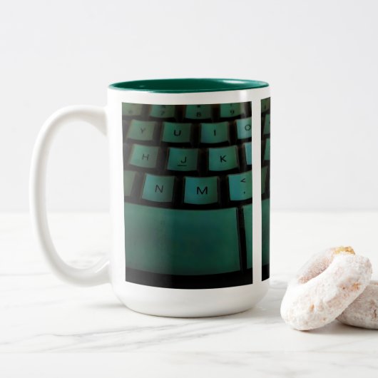 Tasse 2 Couleurs Bouchon de clavier vert (Avec donut)