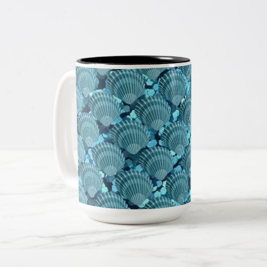 Tasse 2 Couleurs Bouchon de coquillage turquoise (Devant gauche)