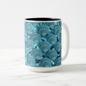 Tasse 2 Couleurs Bouchon de coquillage turquoise (Devant droit)