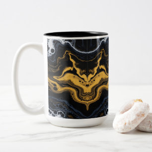 Tasse 2 Couleurs Bouchons de café Abstraits de luxe - Noir, Or & Bl