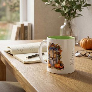 Tasse 2 Couleurs Boucles de chute de porte Citrouille Vintage
