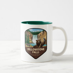 Tasse 2 Couleurs Bouclier de selfie d'ours des chutes de Yellowston