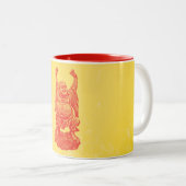 Tasse 2 Couleurs Bouddha riant (rouge) (Devant droit)