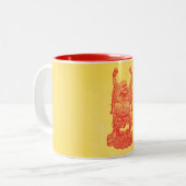 Tasse 2 Couleurs Bouddha riant (rouge) (Devant gauche)