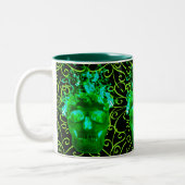 Tasse 2 Couleurs Boue crâne à flamme verte (Gauche)