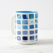 Tasse 2 Couleurs Boue d'aquarelle bleu (Devant gauche)