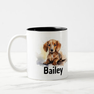 Tasse 2 Couleurs Boue d'aquarelle Dachshund
