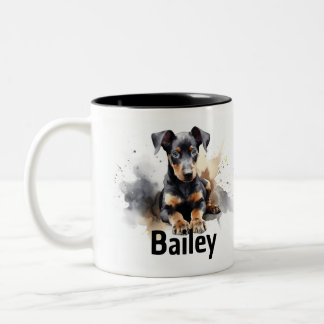 Tasse 2 Couleurs Boue d'aquarelle Doberman Pinscher