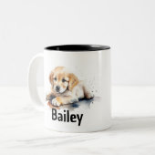 Tasse 2 Couleurs Boue d'aquarelle Golden Retriever (Devant gauche)