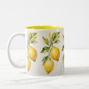 Tasse 2 Couleurs Boue d'aquarelle jaune citron