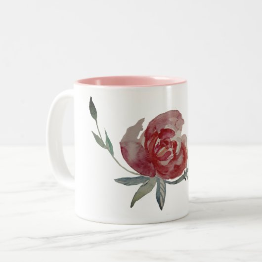 Tasse 2 Couleurs Boue d'aquarelle rose (Devant gauche)