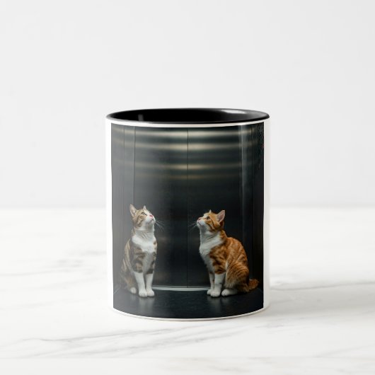Tasse 2 Couleurs Boue d'ascenseur pour chat Purr-parfaitement comiq (Centre)