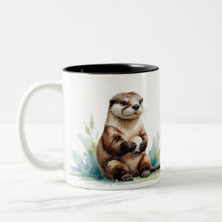 Tasse 2 Couleurs Boue de café d'aquarelle