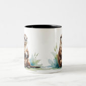 Tasse 2 Couleurs Boue de café d'aquarelle (Centre)