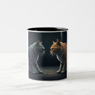 Tasse 2 Couleurs Boue de café face-off Feline