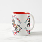 Tasse 2 Couleurs Boue de Cheval Floral Rouge (Devant droit)