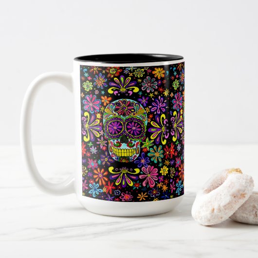 Tasse 2 Couleurs Boue de crâne sucre (Avec donut)