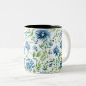 Tasse 2 Couleurs Boue de fleurs bleu aquarelle (Devant droit)