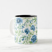 Tasse 2 Couleurs Boue de fleurs bleu aquarelle (Devant gauche)
