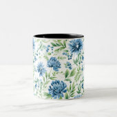 Tasse 2 Couleurs Boue de fleurs bleu aquarelle (Centre)