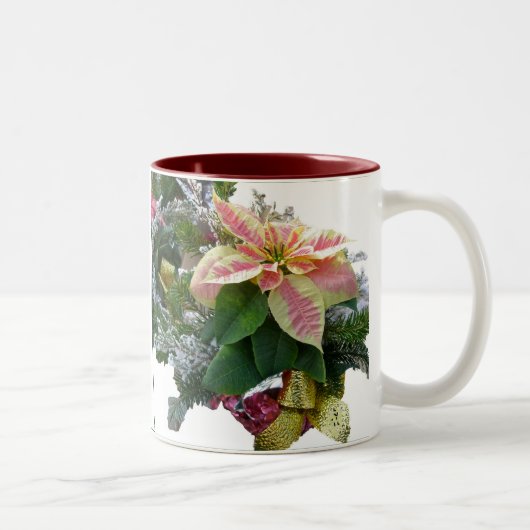 Tasse 2 Couleurs Boue de Noël Floral Poinsettia Arrangement (Droit)