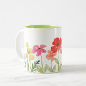 Tasse 2 Couleurs Boue Fleur sauvage aquarelle (Devant gauche)