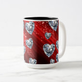 Tasse 2 Couleurs Boug Coeurs Diamants Rouge Étincelle (Devant droit)