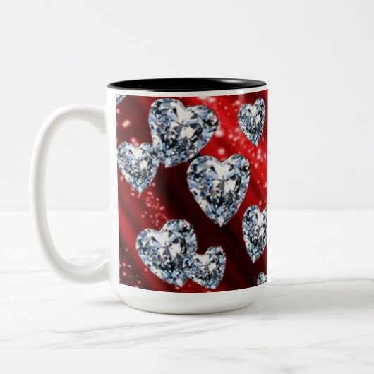 Tasse 2 Couleurs Boug Coeurs Diamants Rouge Étincelle (Gauche)