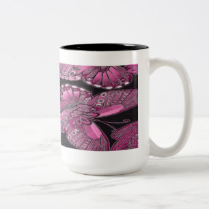 Tasse 2 Couleurs Boug de café à papillon rose décoratif