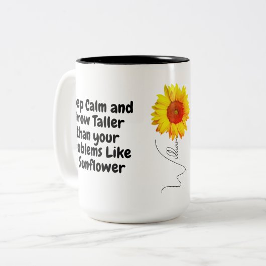 Tasse 2 Couleurs Boug de café de tournesol unique avec citation pos (Devant gauche)