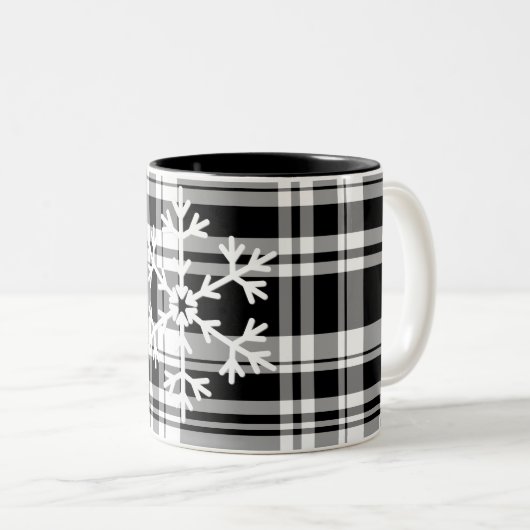 Tasse 2 Couleurs Boug de café Plaid Snowflake (Devant droit)