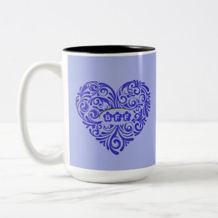 Tasse 2 Couleurs Boug de coeur BFF bleu personnalisé