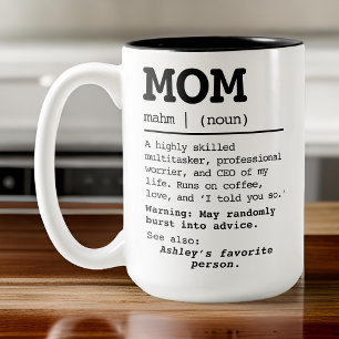 Tasse 2 Couleurs Boug de définition personnalisée pour maman, cadea