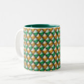 Tasse 2 Couleurs Boug - Diamants 3D en vert et or (Devant gauche)