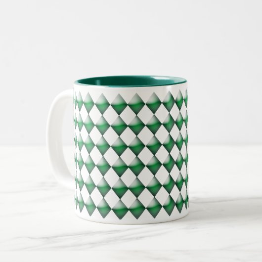 Tasse 2 Couleurs Boug - Diamants 3d verts (Devant gauche)