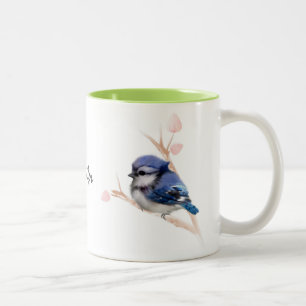 Tasse 2 Couleurs Boug d'oiseau bleu gris pour bébé personnalisé
